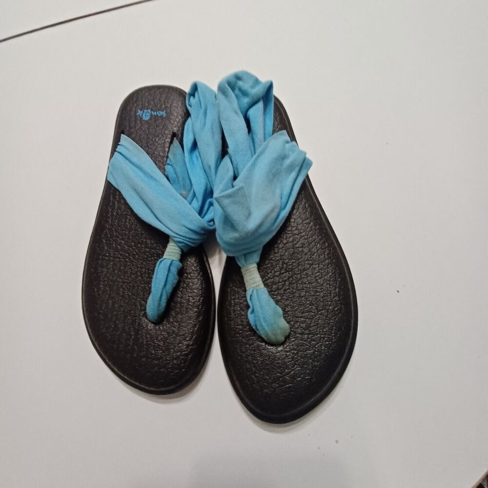 Sanuk Flipflop Women 7 Casual Yoga Mat Sandal LightBlue Sws10001 Stretch Comfort